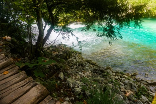 Dream Place, Wooden footbridge, Summer Time, Plitvice Park, Croatia, Europe