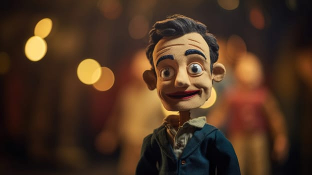 Puppet on a blurred theater background AI