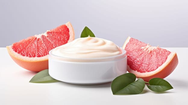 Cream with extract of Grapefruit on a light background AI