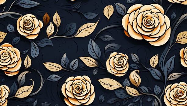 Seamless pattern tile background flowers and floral leaves plants. High quality photo