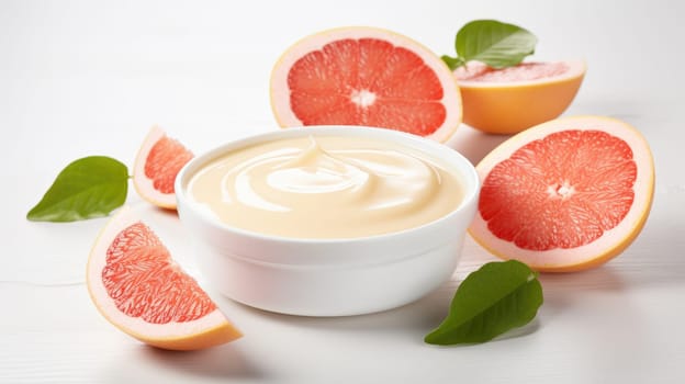 Cream with extract of Grapefruit on a light background AI