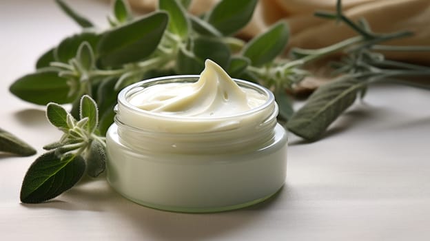 Botanical spa treatment with holistic sage plant. Cream with extract of Sage AI