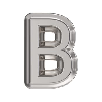 Steel font Letter B 3D rendering illustration isolated on white background