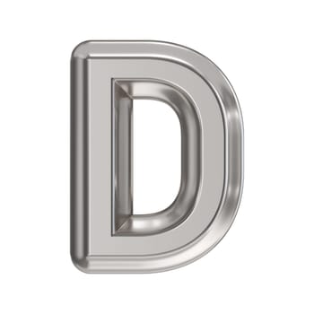 Steel font Letter D 3D rendering illustration isolated on white background