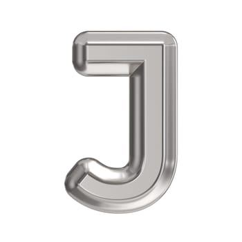 Steel font Letter J 3D rendering illustration isolated on white background