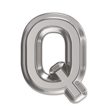 Steel font Letter Q 3D rendering illustration isolated on white background
