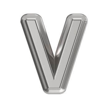 Steel font Letter V 3D rendering illustration isolated on white background