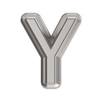 Steel font Letter Y 3D rendering illustration isolated on white background