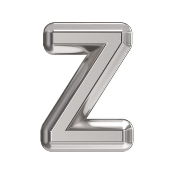 Steel font Letter Z 3D rendering illustration isolated on white background