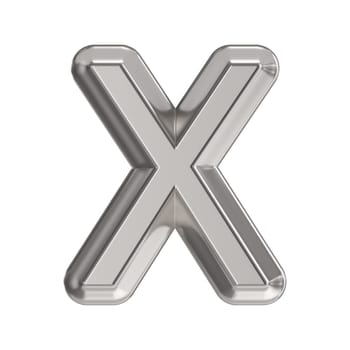 Steel font Letter X 3D rendering illustration isolated on white background
