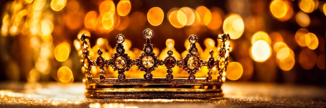 golden beautiful crown on a shiny background. Selective focus. gold.