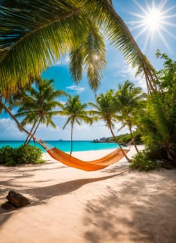 hammock on a tropical beach. Selective focus. nature.