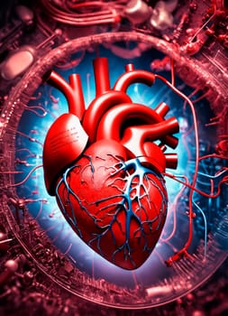 medical diagram of the human heart. Selective focus. people.