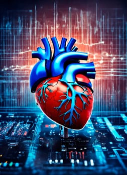 medical diagram of the human heart. Selective focus. people.