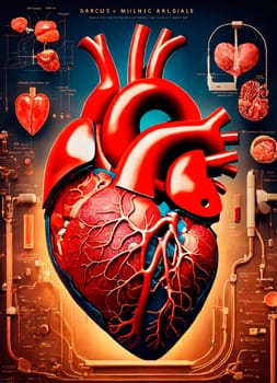 medical diagram of the human heart. Selective focus. people.