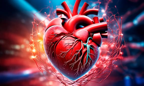 medical diagram of the human heart. Selective focus. people.