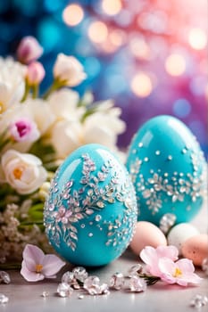 Beautiful Easter eggs for the holiday. Selective focus. food.