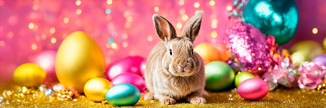 Easter eggs and gift box present. Selective focus. nature.