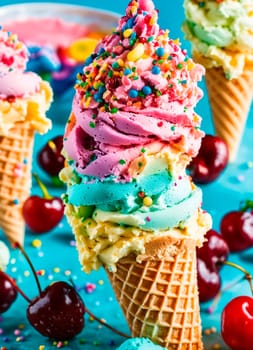 a lot of different colorful ice cream. Selective focus. food.