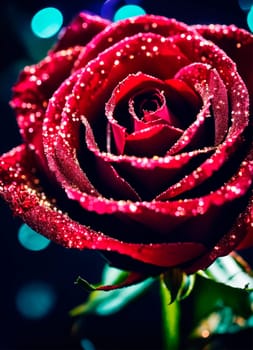 glowing beautiful rose on a shining background. Selective focus. nature.