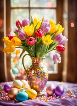 Beautiful Easter eggs for the holiday. Selective focus. food.