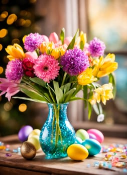 Beautiful Easter eggs for the holiday. Selective focus. food.