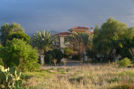 villa on the island of Cyprus in winter on a sunny day