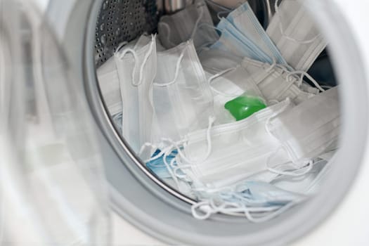 Washing disposable surgical masks with pods