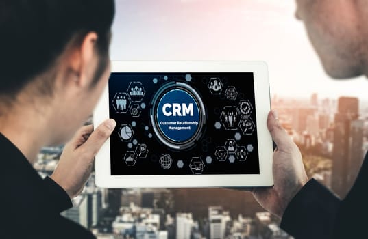 Customer relationship management system on modish computer for CRM business and enterprise