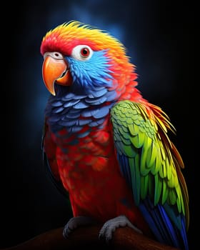 A colorful parrot sits on a branch. Selective soft focus