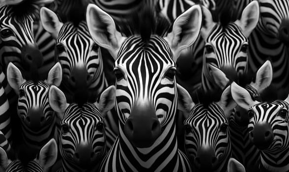 Creative background with zebras full frame. Selective soft focus