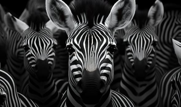 Creative background with zebras full frame. Selective soft focus
