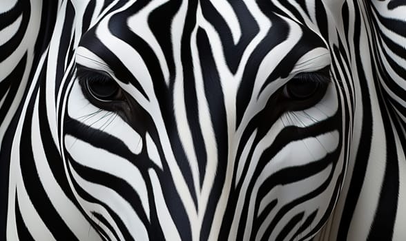 Creative image of a zebra's face on the background. Selective soft focus