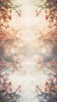 Easter vertical symmetry background with branches ai generated image