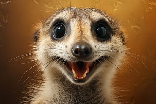 Close-up portrait of a meerkat. Funny animals.
