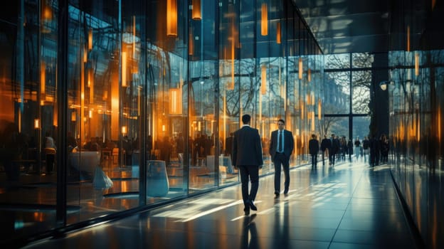 Business People Walking on a modern walkway