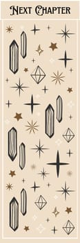 Black and Beige Elegant Illustrated Stars Printable Bookmark printable