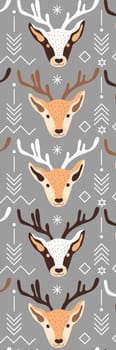 Gray Beige Simple Scandinavian Christmas Deer's Bookmark printable