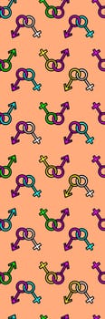 Orange gender symbols pattern bookmark printable