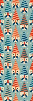 Blue retro Christmas gnomes bookmark printable