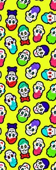 Green Bright Skulls pattern bookmark printable
