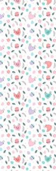 Pastel purple red Chicken birds pattern bookmark printable