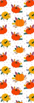 Orange White pumpkins pattern Bookmark printable