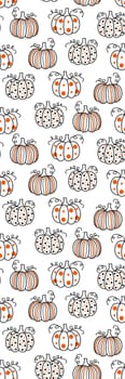 black White Hand drawn Thanksgiving pumpkins pattern Bookmark