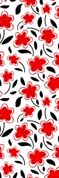 Red spring flowers pattern bookmark pattern printable