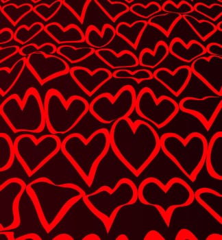 Pattern of red hearts, festive background