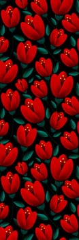 Spring red tulips pattern bookmark printable