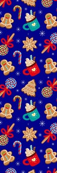Blue Festive Funny Christmas Sweets Bookmark for ptinting