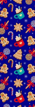 Blue Festive Funny Christmas Sweets Bookmark for ptinting