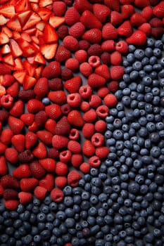 Various fresh berries arranged in a color gradient pattern